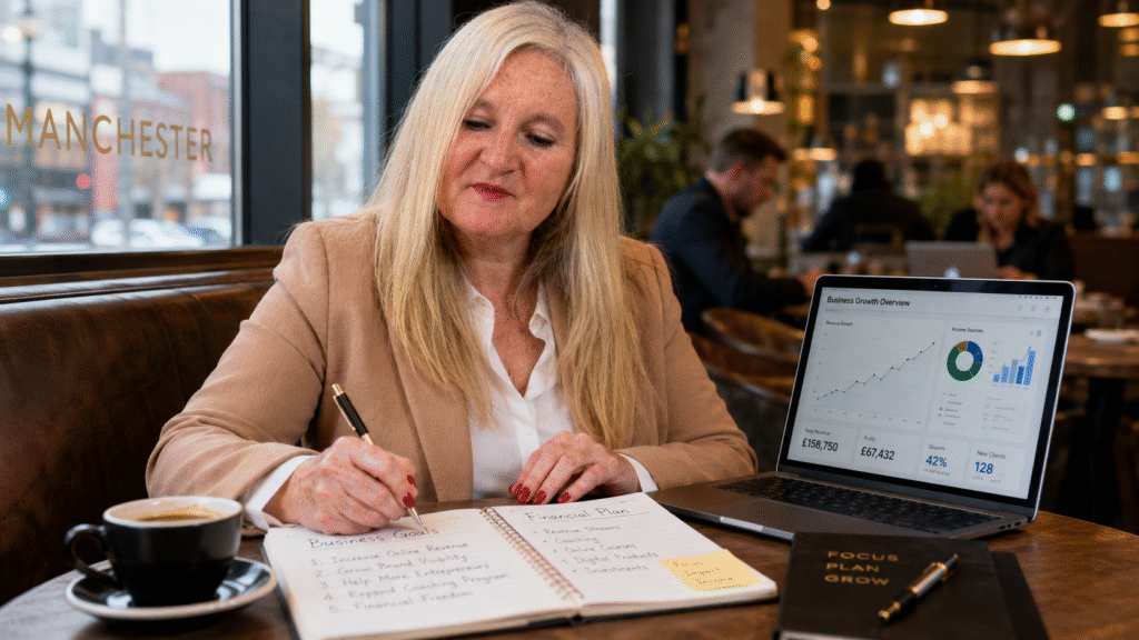 Manchester business coach Helen Louise Adams helping small business owners gain financial clarity and plan business growth.